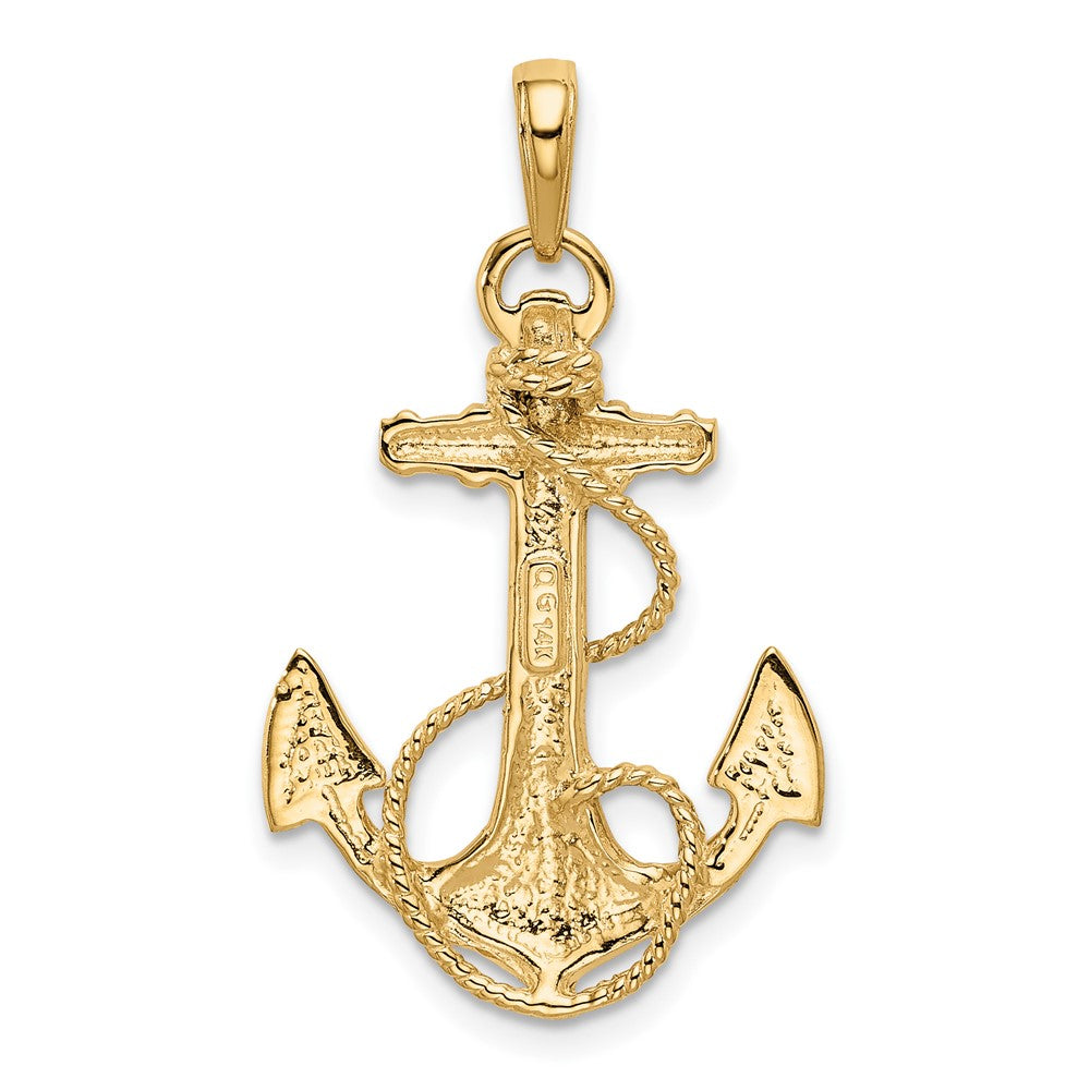 10K Anchor w/Rope Pendant-10K3082