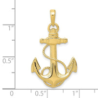 10K Anchor w/Rope Pendant-10K3082