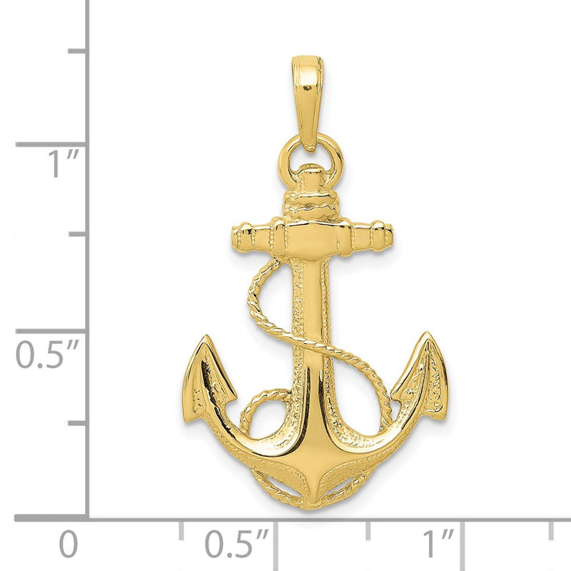 10K Anchor w/Rope Pendant-10K3082