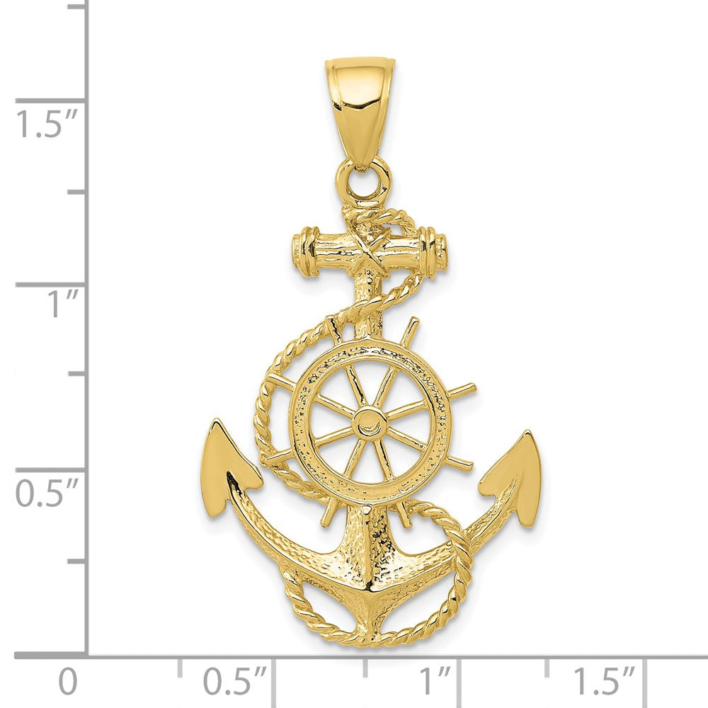 10k Large Anchor w/Wheel Pendant-10K3083