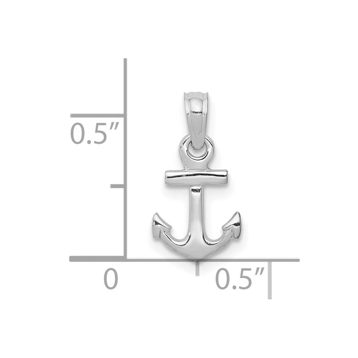 10k White Gold Mini Anchor Pendant-10K3087W