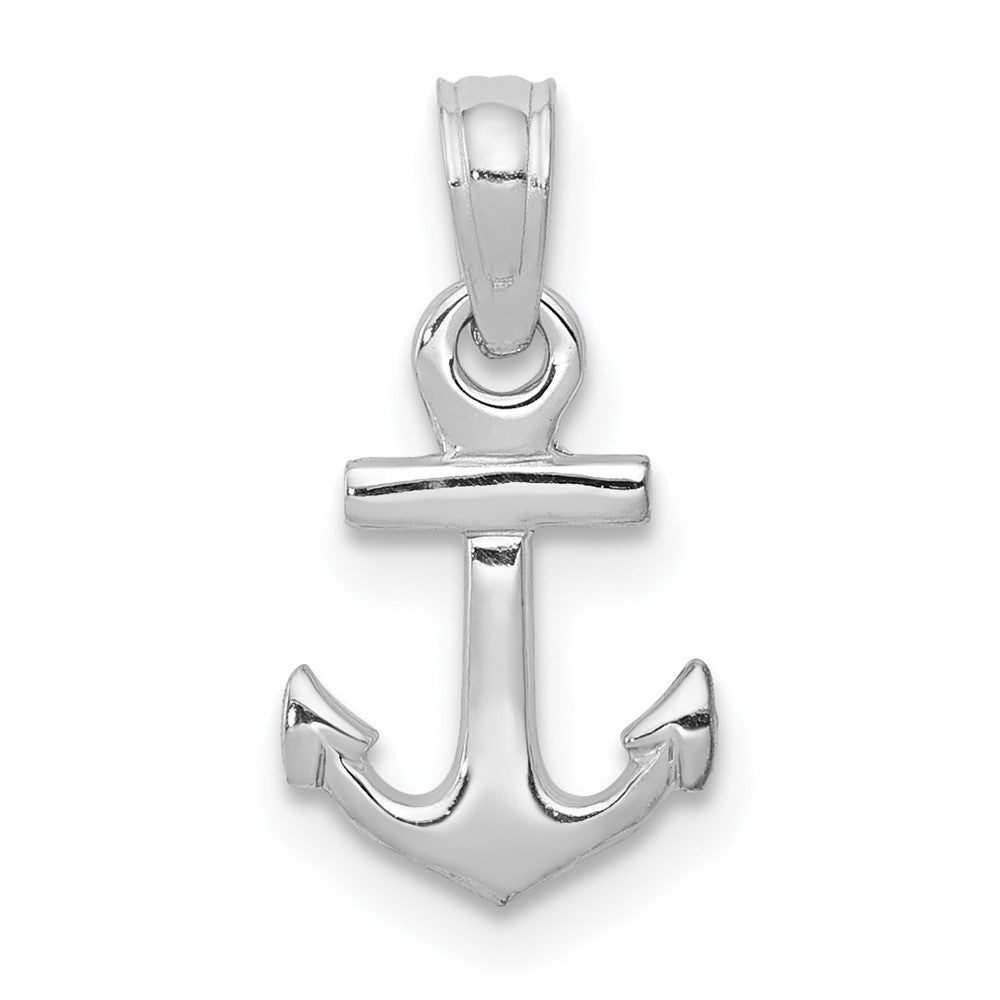 10k White Gold Mini Anchor Pendant-10K3087W