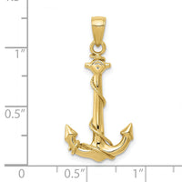 10k Anchor w/Rope Pendant-10K3091