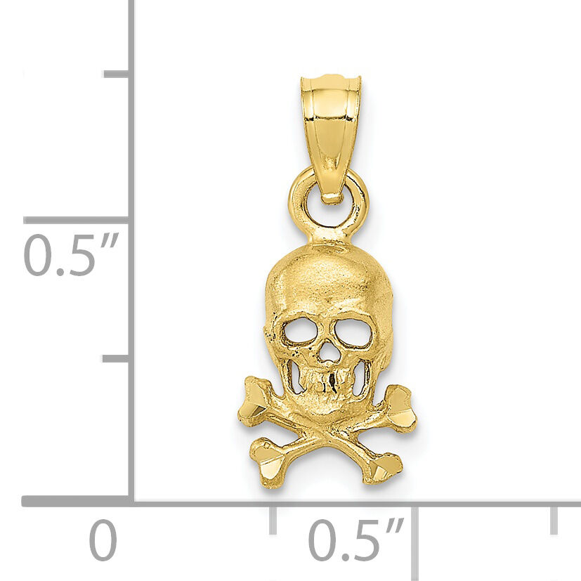 10K Skull and Cross Bones Pendant-10K3163