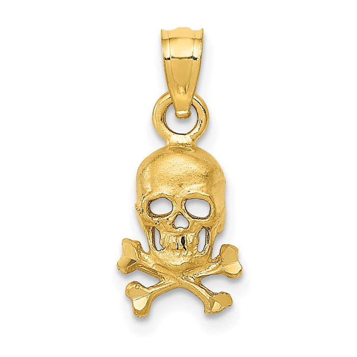 10K Skull and Cross Bones Pendant-10K3163