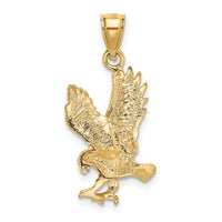 10K Satin Diamond-cut Eagle Pendant-10K3273