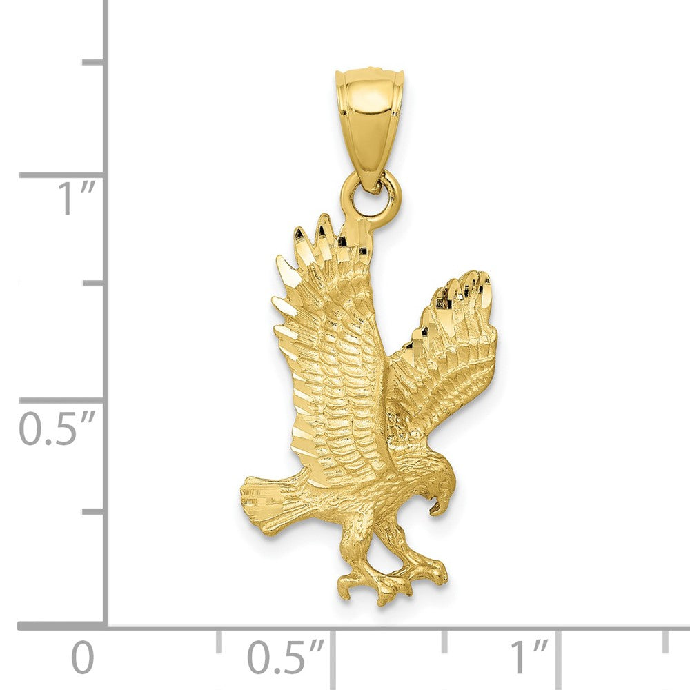 10K Satin Diamond-cut Eagle Pendant-10K3273