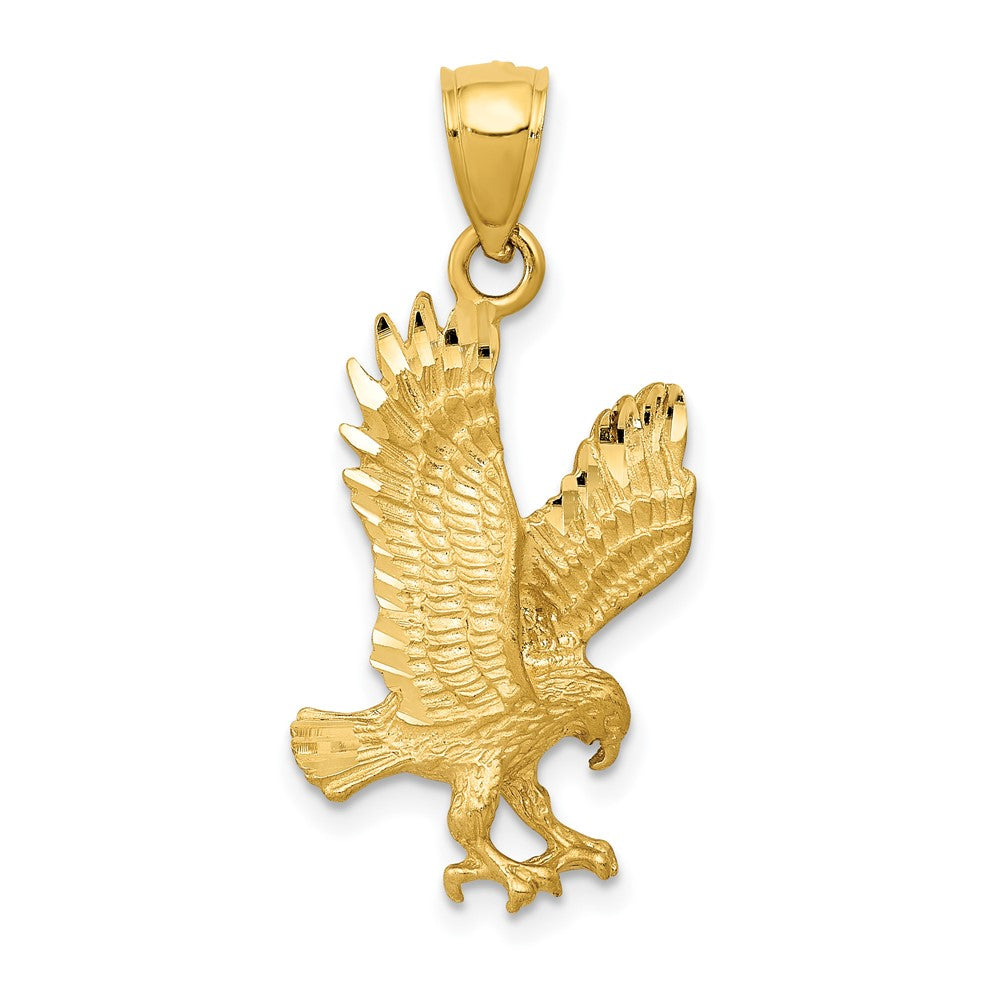 10K Satin Diamond-cut Eagle Pendant-10K3273