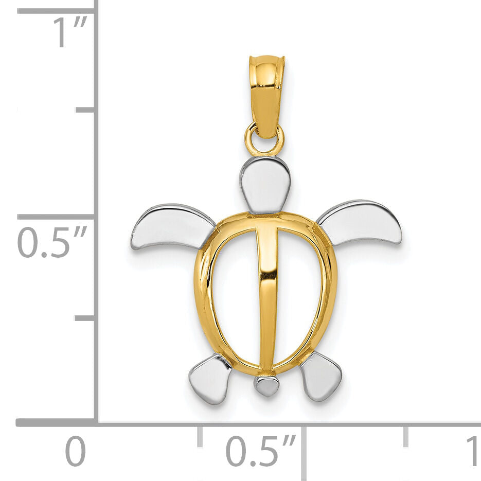 10K w/Rhodium Turtle Pendant-10K3307