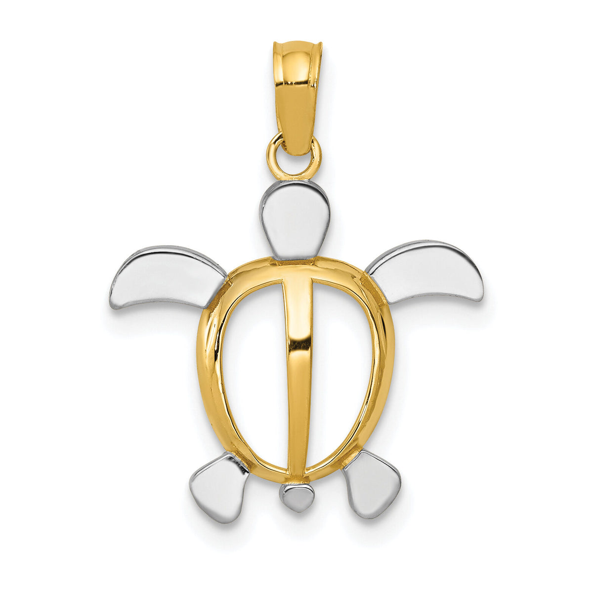 10K w/Rhodium Turtle Pendant-10K3307