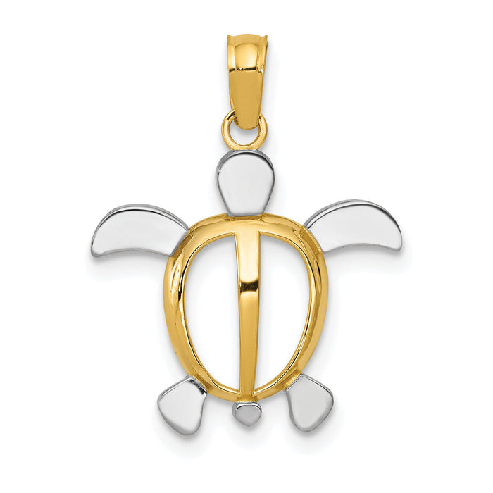 10K w/Rhodium Turtle Pendant-10K3307