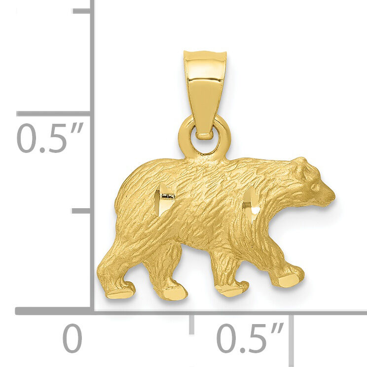 10K Diamond-cut Bear Pendant-10K3320