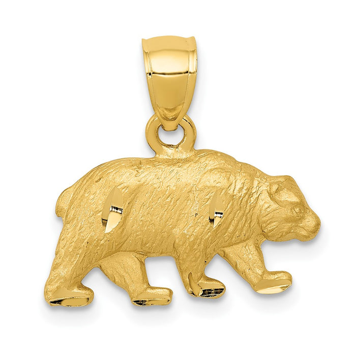 10K Diamond-cut Bear Pendant-10K3321