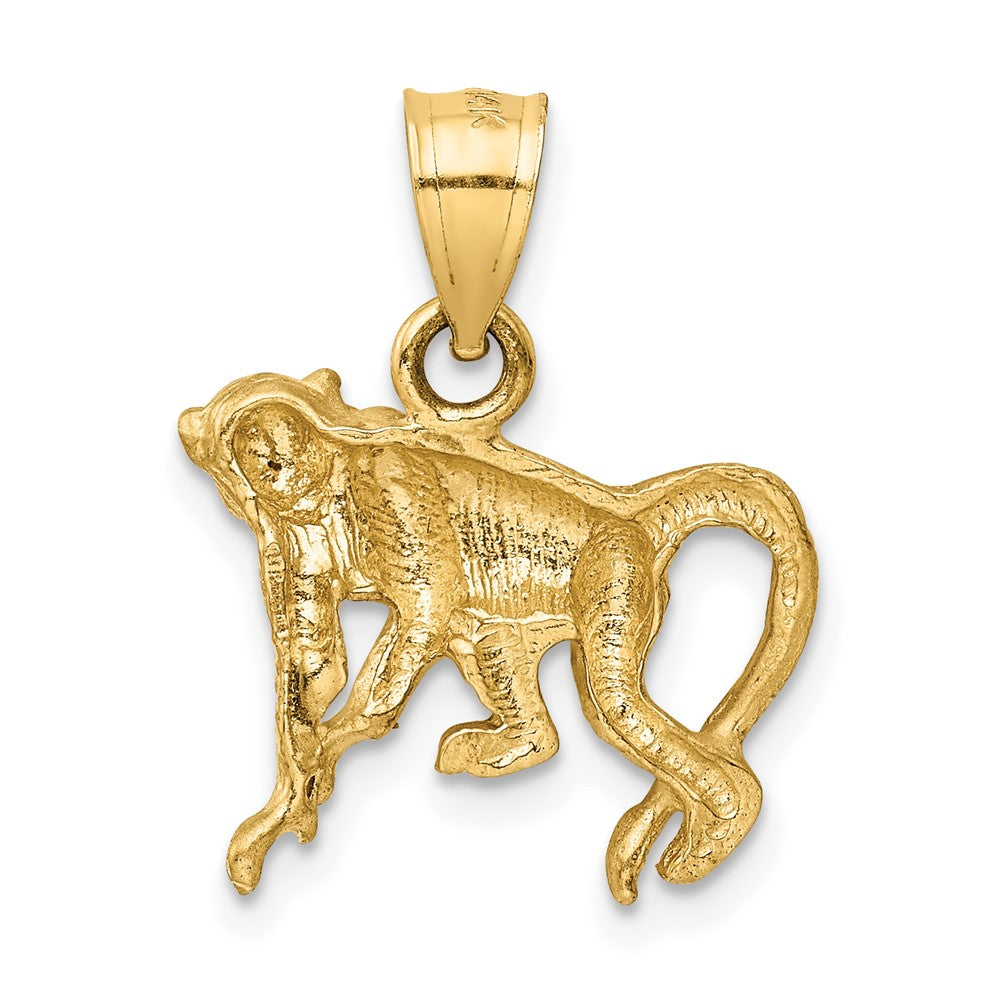 10K Diamond-cut Monkey Pendant-10K3346