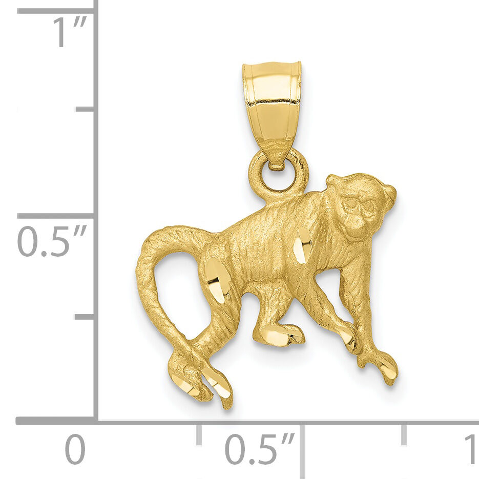 10K Diamond-cut Monkey Pendant-10K3346