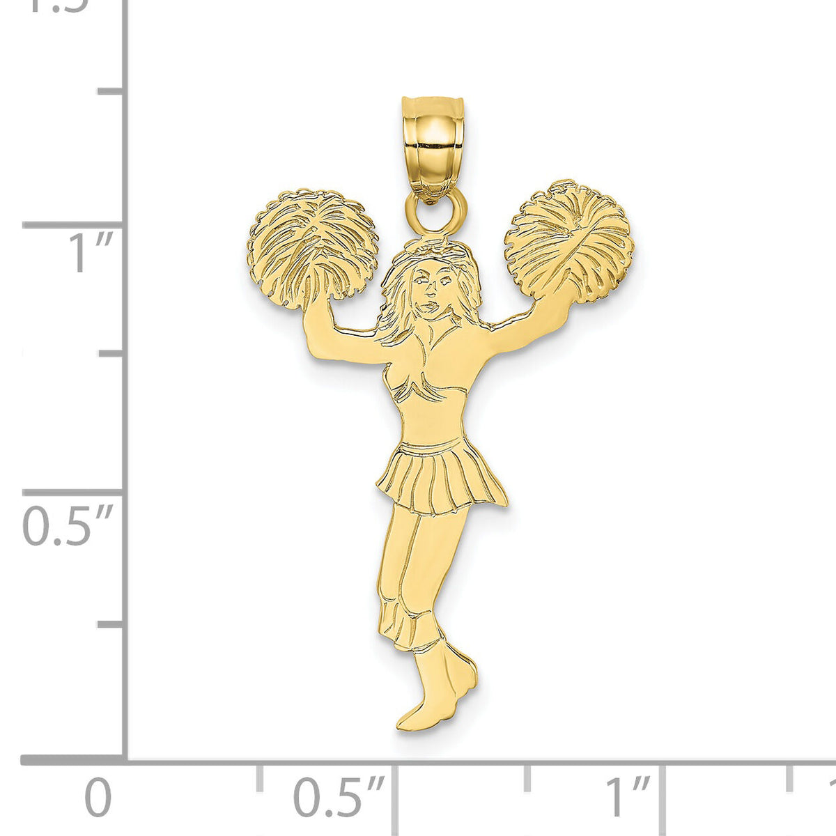 10k Cheerleader w/Pom-Poms Charm-10K3523