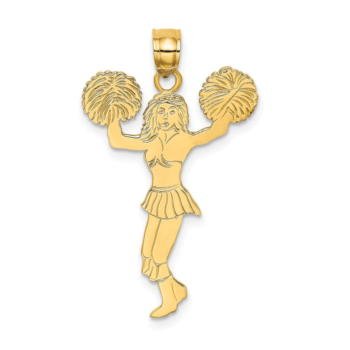 10k Cheerleader w/Pom-Poms Charm-10K3523
