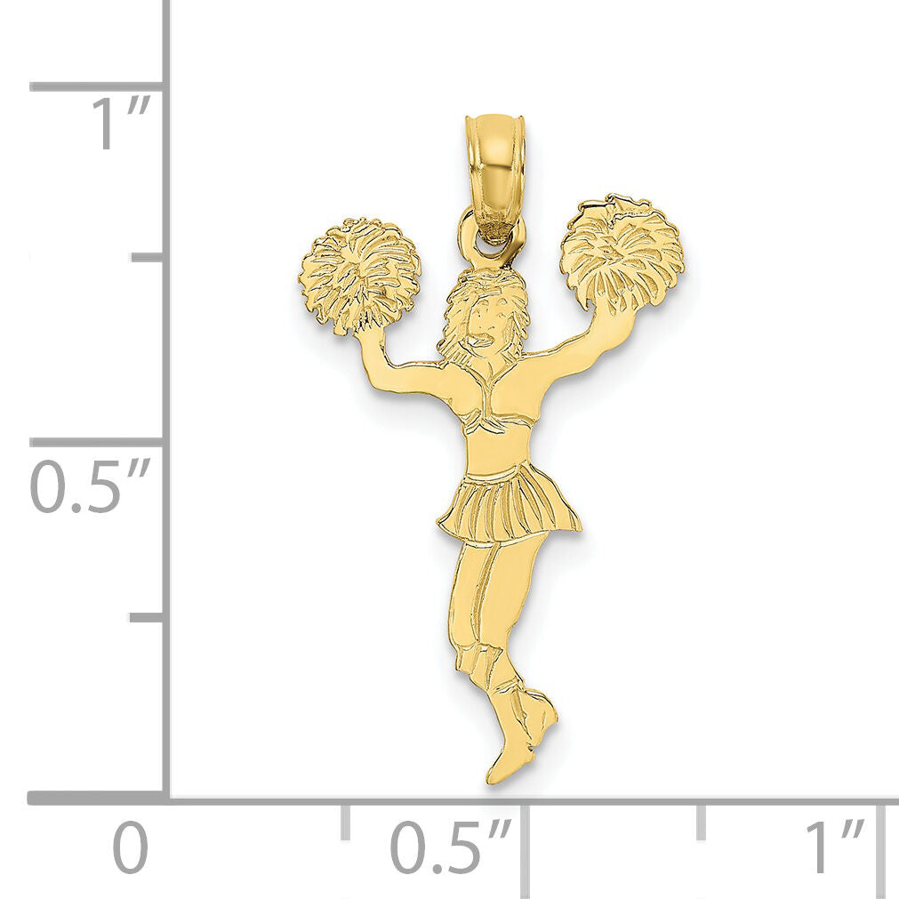 10K Cheerleader with Pom-Poms Pendant-10K3524