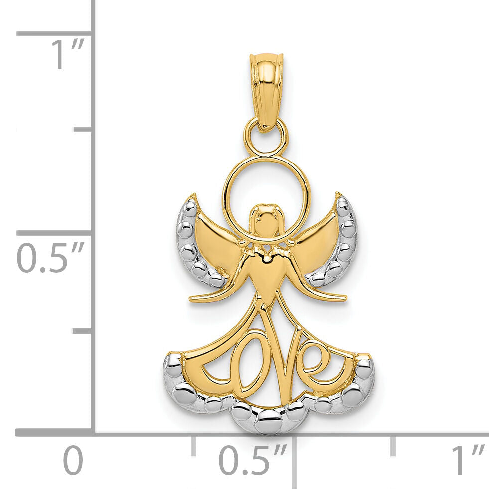 10k w/Rhodium Love Angel Pendant-10K3748