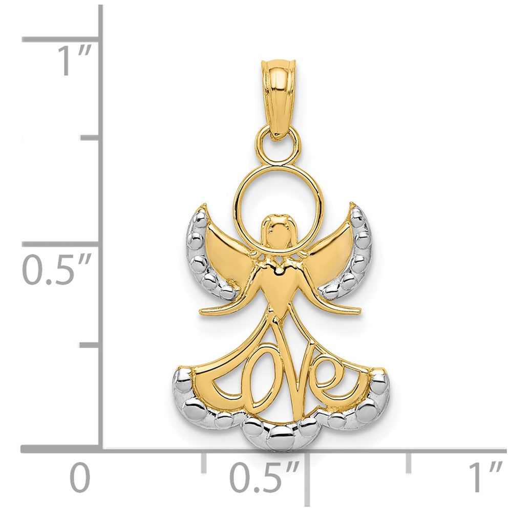 10k w/Rhodium Love Angel Pendant-10K3748