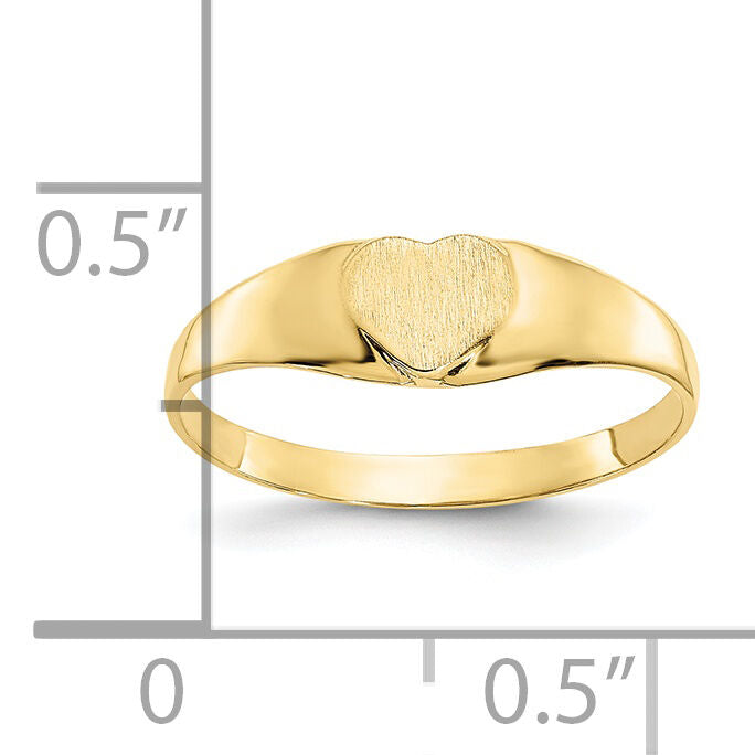 10k Satin Child's Heart Signet Ring-10K3850