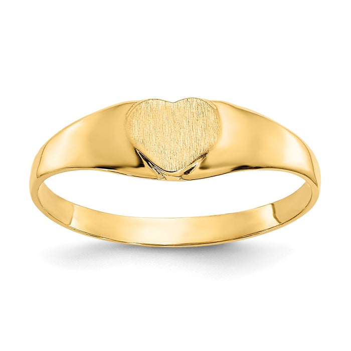 10k Satin Child's Heart Signet Ring-10K3850