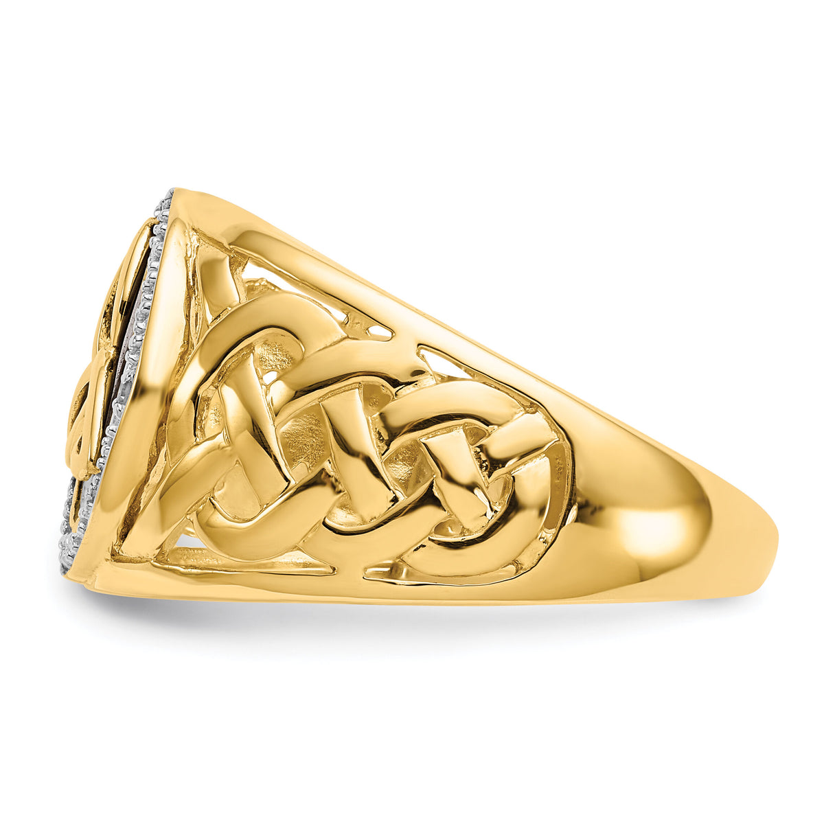 10K and Rhodium Onyx Diamond Trinity Ring-10K3857