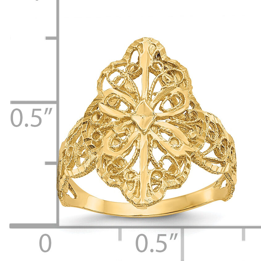 10K Diamond Cut Filigree Ring-10K3880
