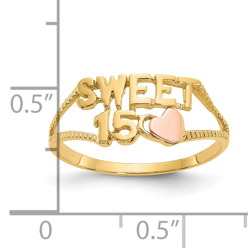 10K Two-tone Sweet 15 Heart Ring-10K3884