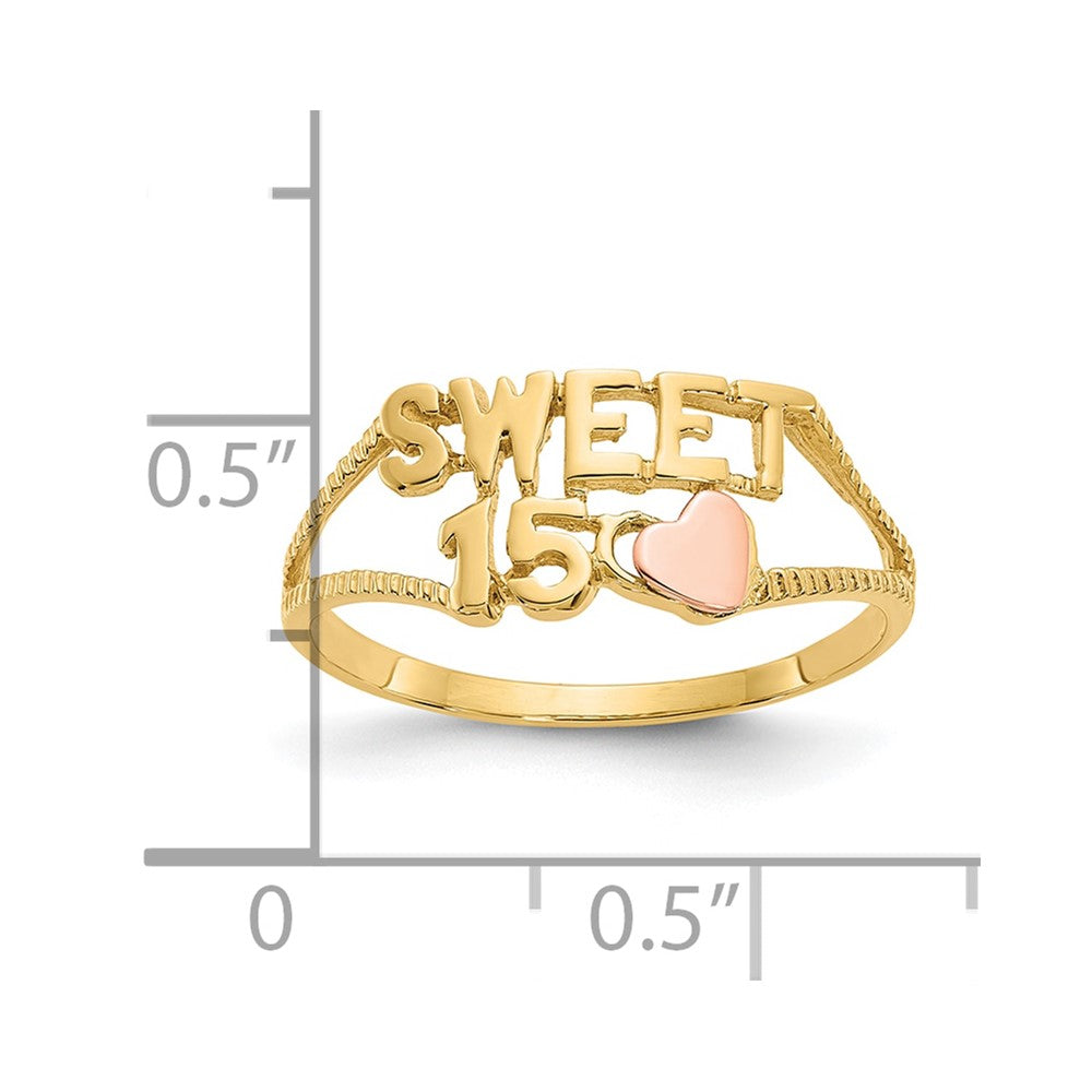 10K Two-tone Sweet 15 Heart Ring-10K3884