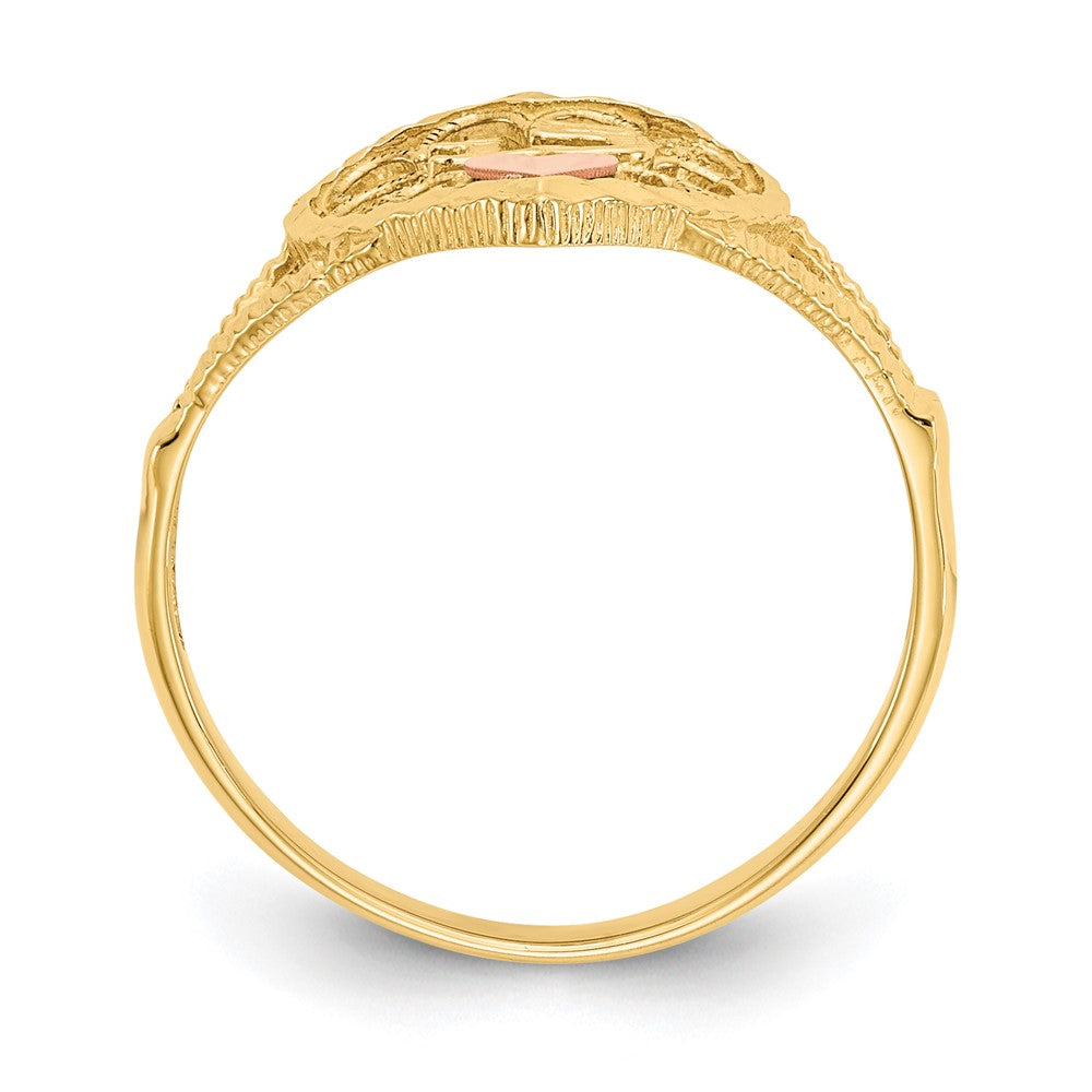 10K Two-tone Diamond Cut 15 Heart Ring-10K3886