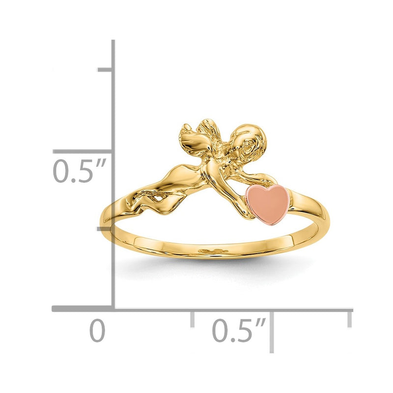 10K Two-tone Angel & Satin Heart Ring-10K3891