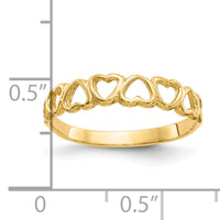 10K Polished Hearts Ring-10K3900
