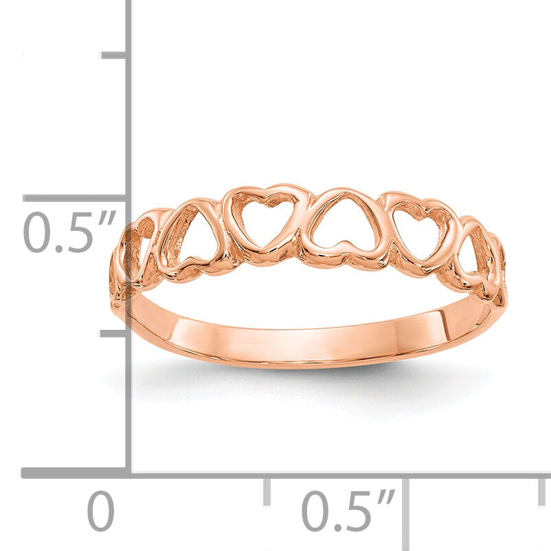 10K Rose Gold Polished Hearts Ring-10K3900R