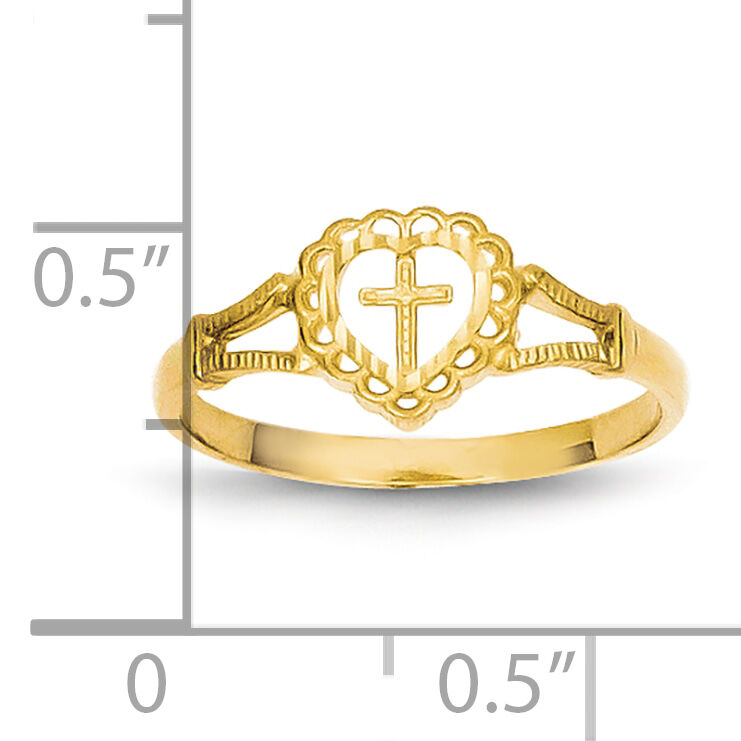 10K Diamond-Cut Childs Heart & Cross Ring-10K3936