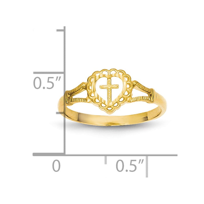 10K Diamond-Cut Childs Heart & Cross Ring-10K3936