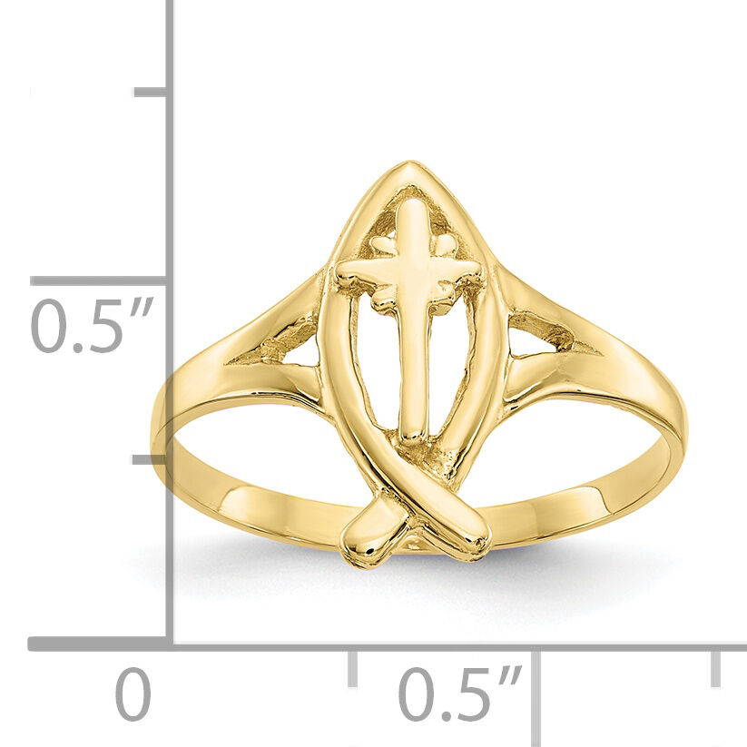 10k Ichthus w/Cross Ring-10K3947