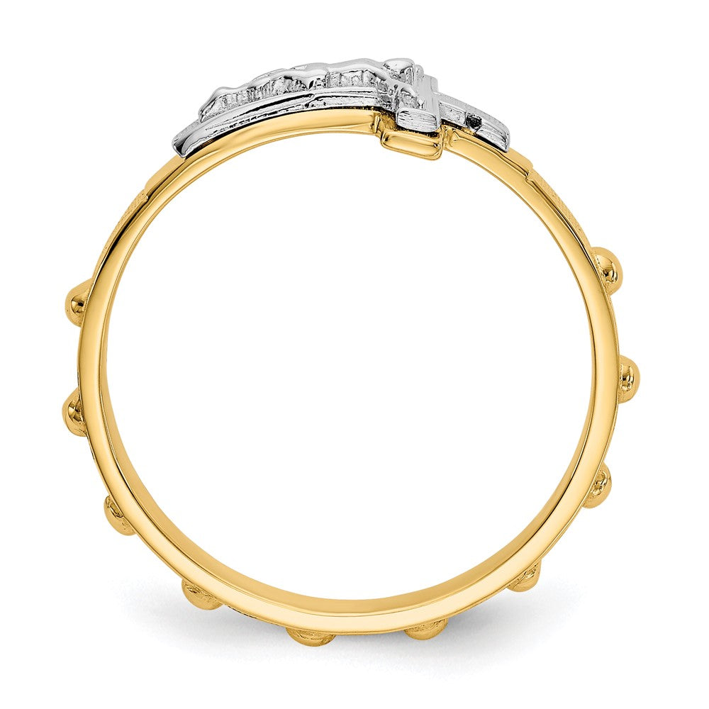 10K Two-tone Crucifix Rosary Ring-10K3967