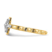10K Two-tone Crucifix Rosary Ring-10K3967