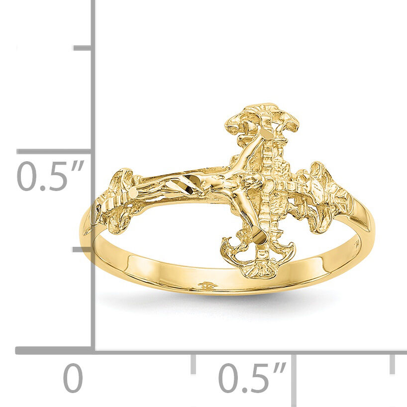 10K Diamond Cut Crucifix Ring-10K3969