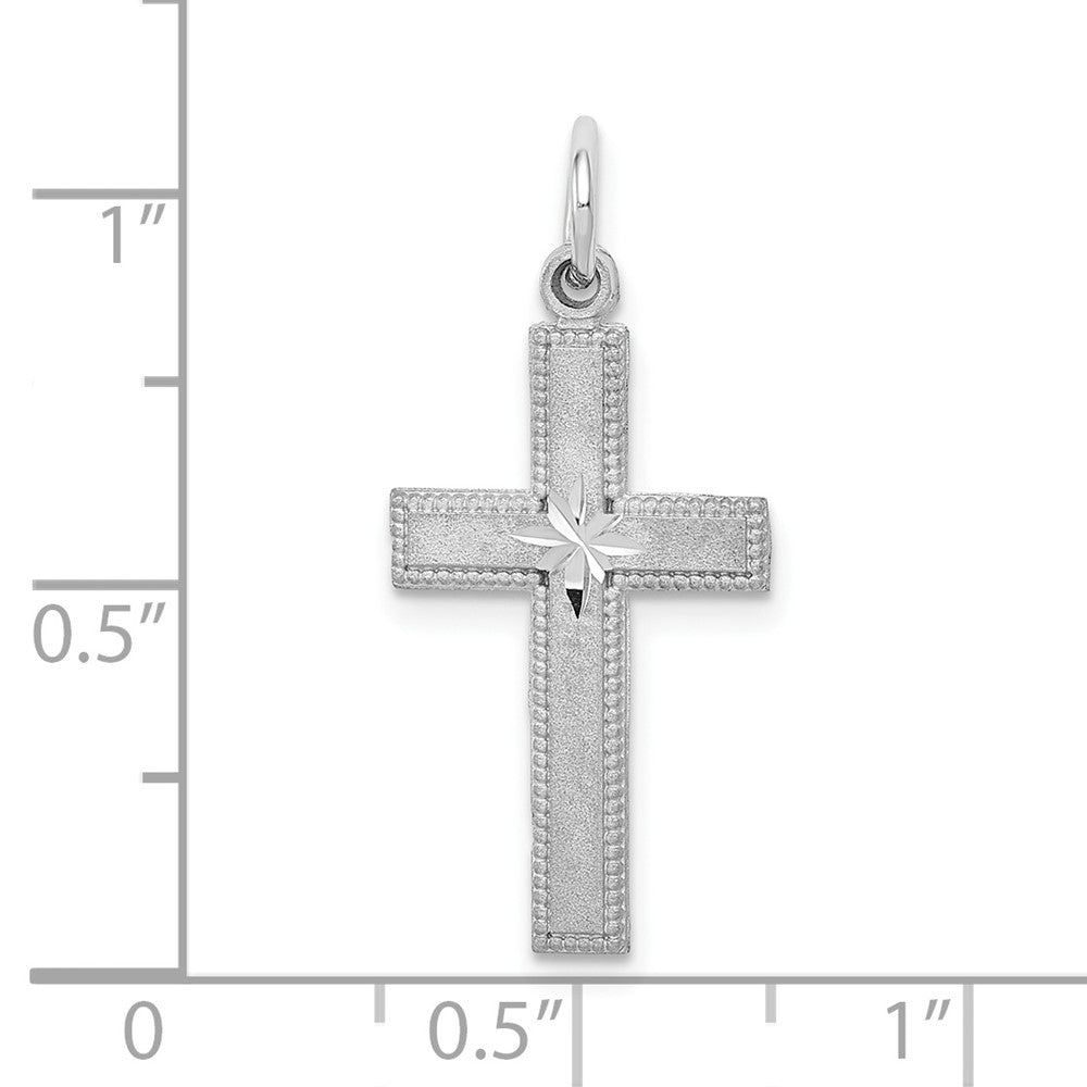 10k White Gold Diamond-cut Cross Pendant-10K397