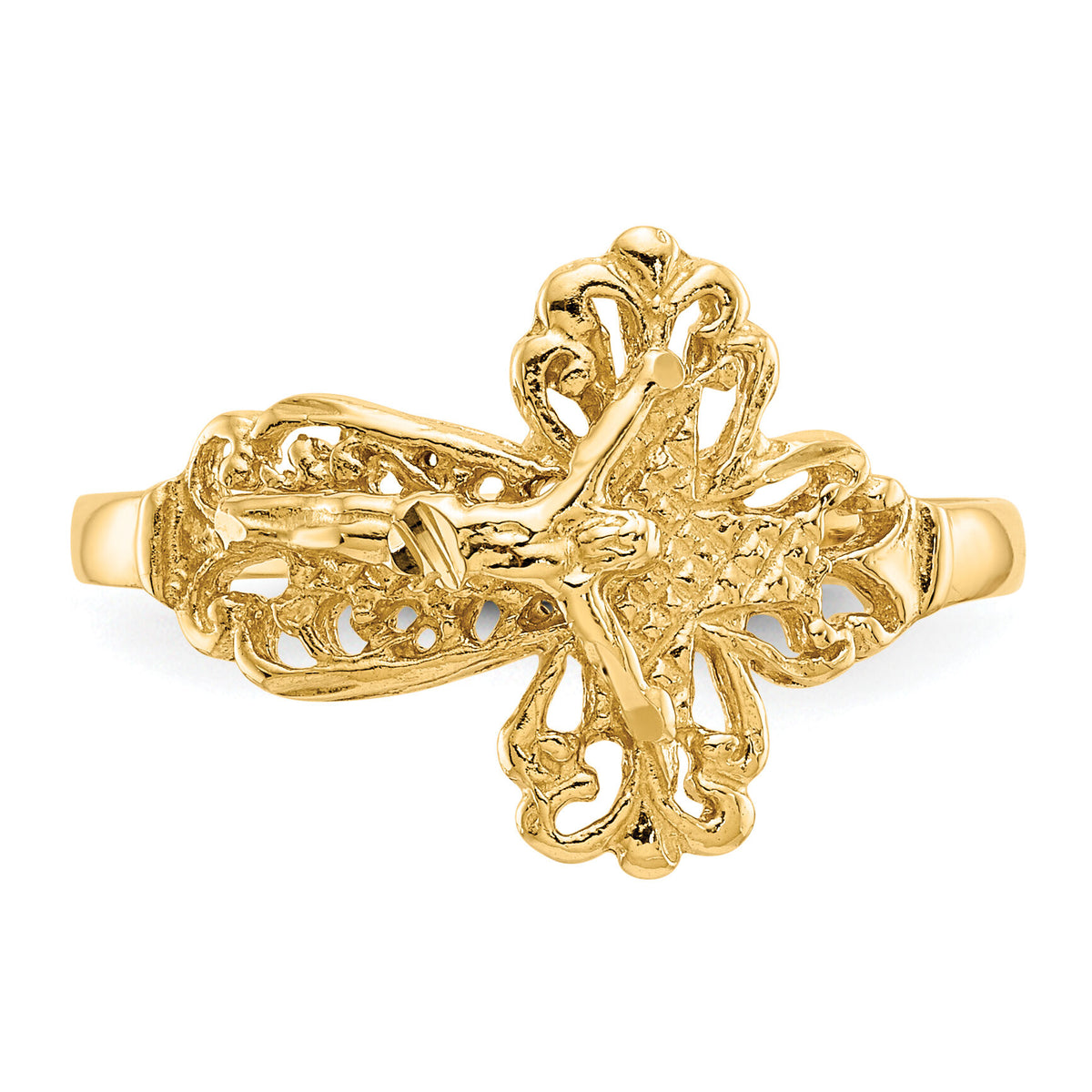 10K Diamond Cut Crucifix Ring-10K3970