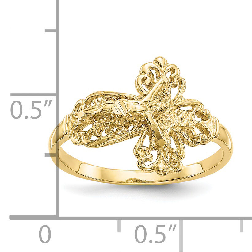 10K Diamond Cut Crucifix Ring-10K3970