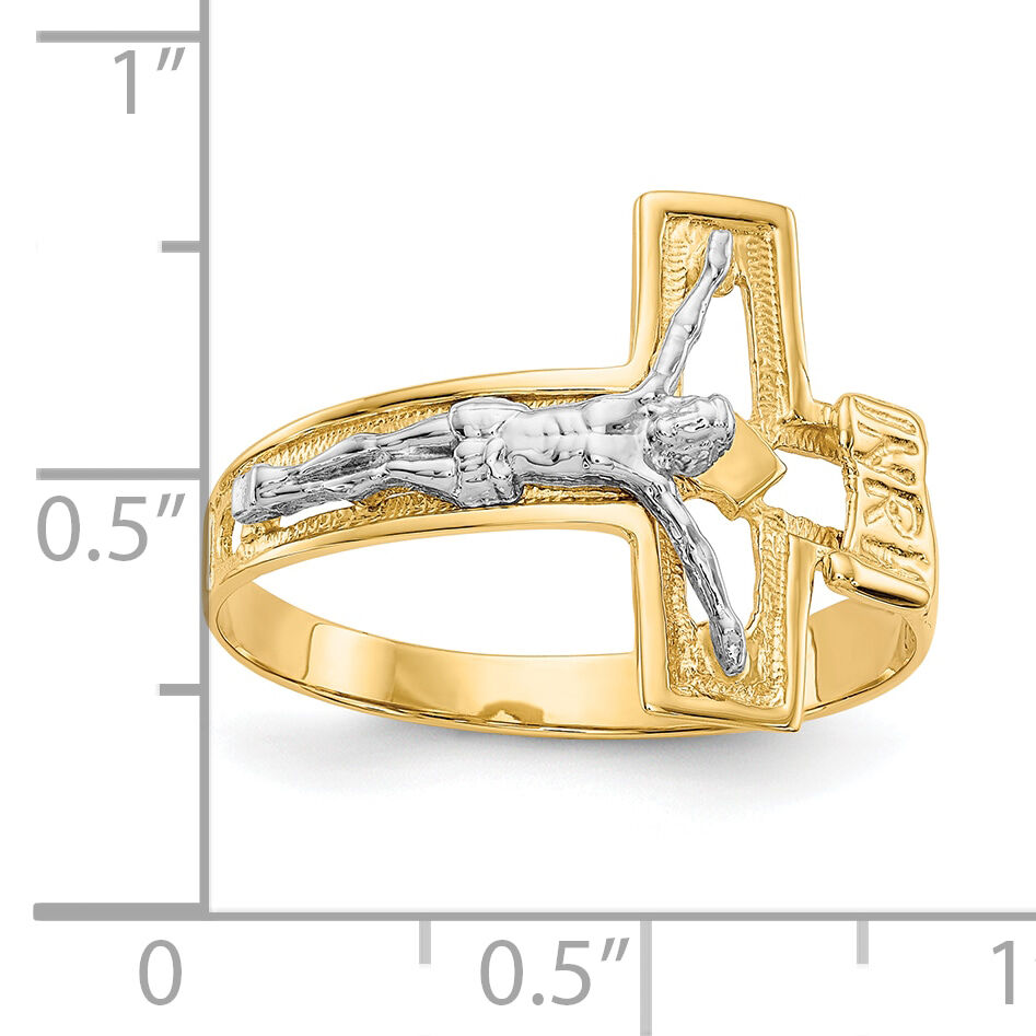10K Two-tone Crucifix Men's Ring-10K3971