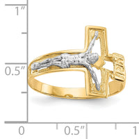 10K Two-tone Crucifix Men's Ring-10K3971