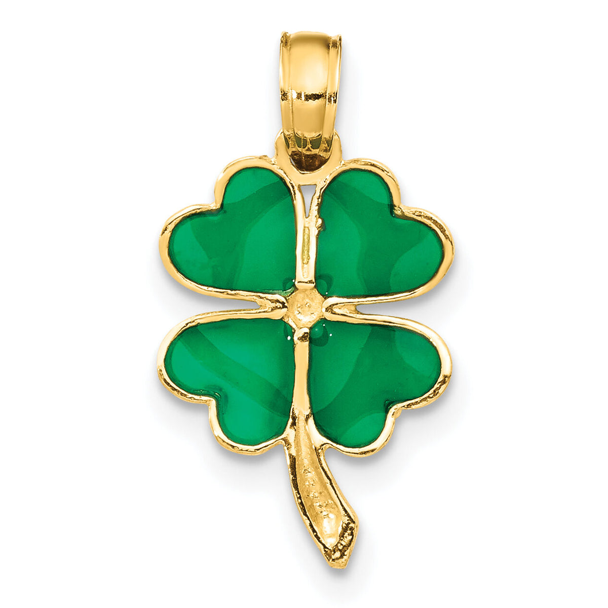 10K 4-Leaf Clover Enameled Pendant-10K4097