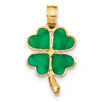10K 4-Leaf Clover Enameled Pendant-10K4097