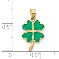 10K 4-Leaf Clover Enameled Pendant-10K4097