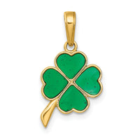 10K 4-Leaf Clover Enameled Pendant-10K4098
