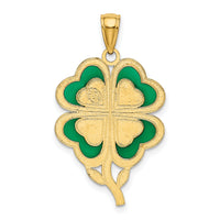 10K 4-Leaf Clover Pendant with Enameled Tips-10K4099